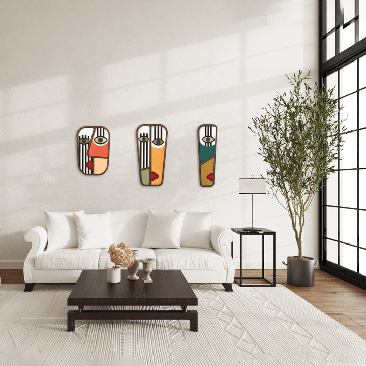 Abstract Masks Triplet #7+#8 +#9 (Set of 3) - Wall Art