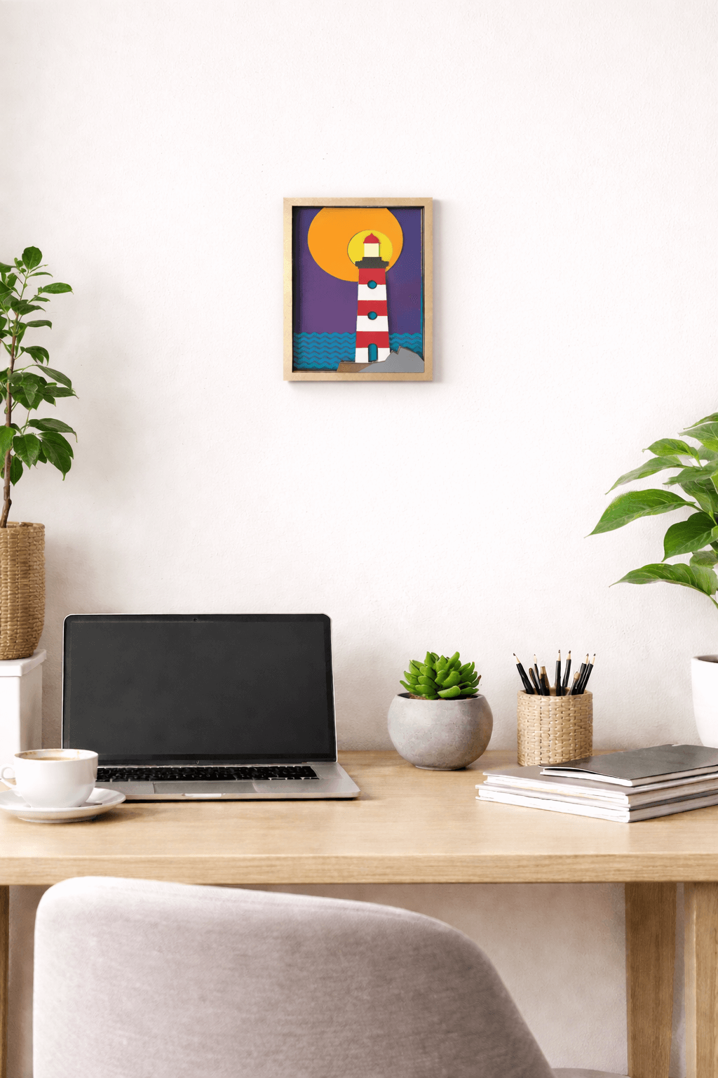 Lighthouse Wall Art – Wooden Coastal Wall Sculpture | Umasqu