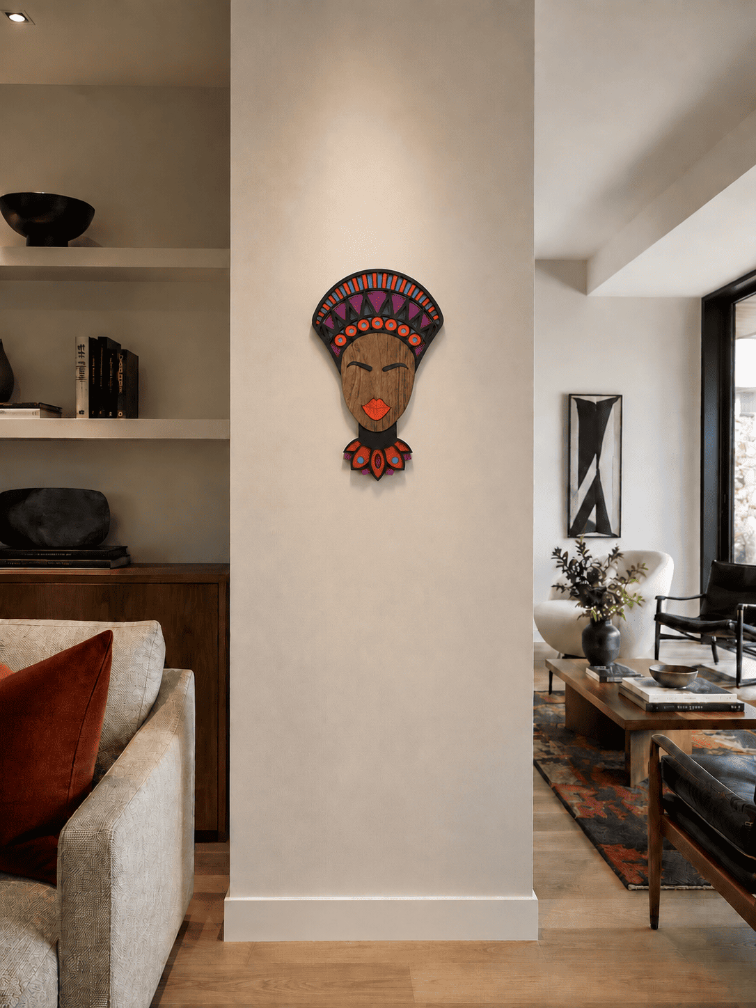 Modern African Mask #20 – handmade wood wall mask, Umasqu