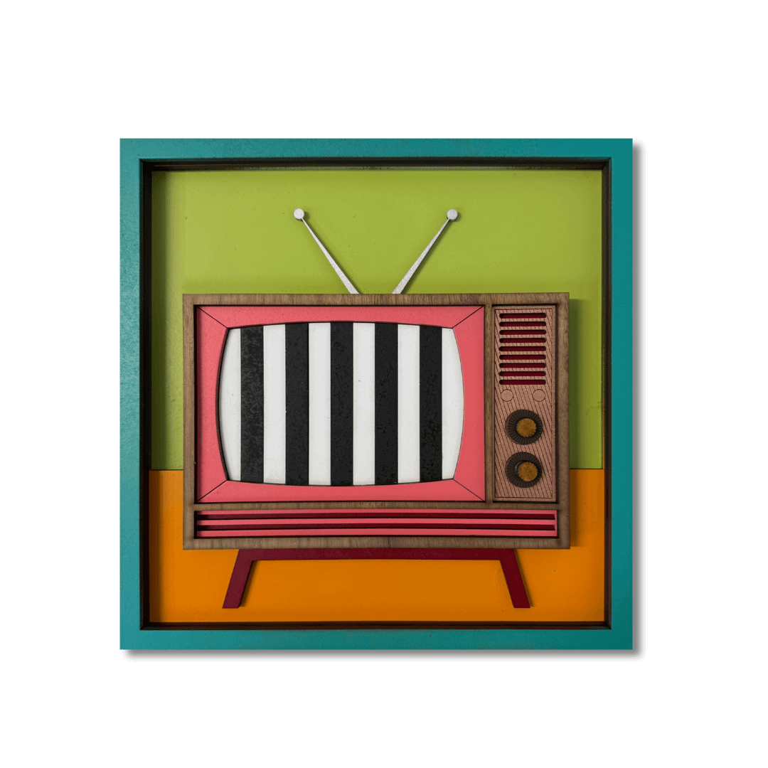 Retro TV Wall Art – Vintage Television Wooden Wall Sculpture | Umasqu