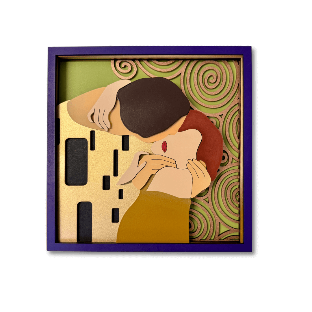 Mr. & Miss Klimt – Wooden Wall Art Inspired by The Kiss | Umasqu