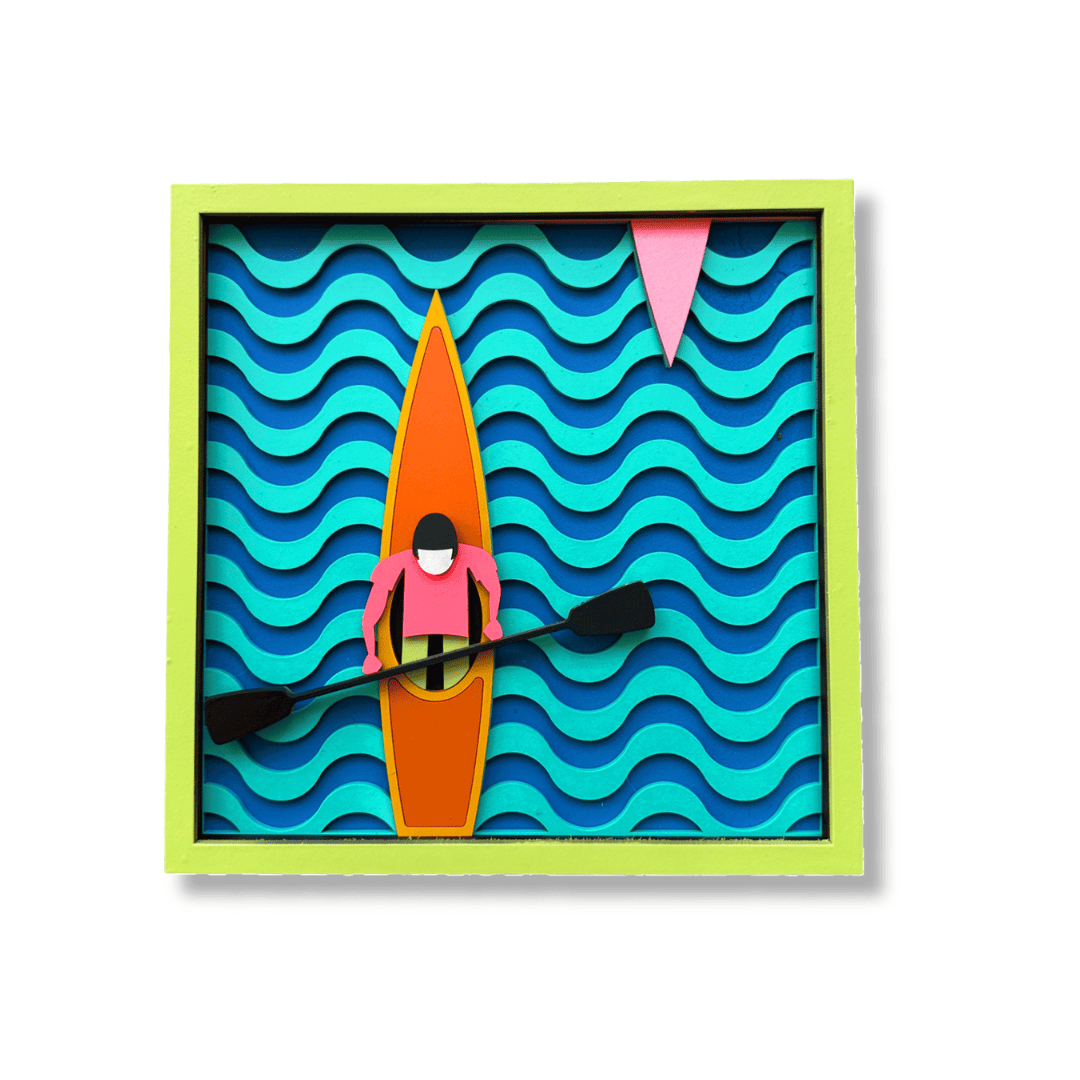 Kayak #1 – handmade layered wood wall art, Umasqu