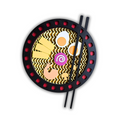 wall art of a bowl of ramen with noodles, eggs, and other toppings on a white background.