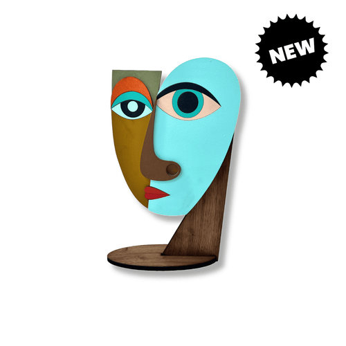 Figurine/Mask Abstract #2 – handmade layered wood décor accessory, Umasqu