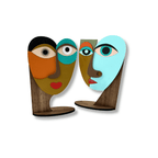 Figurine/Mask Abstract #1 – handmade layered wood décor accessory, Umasqu