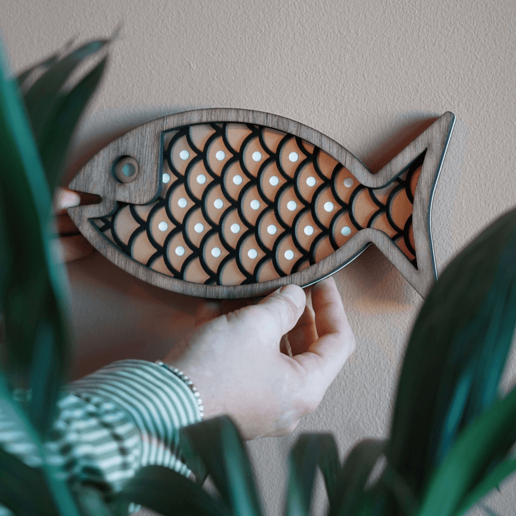 Mini Fish #11 Black/White/Gold - Wall Decor