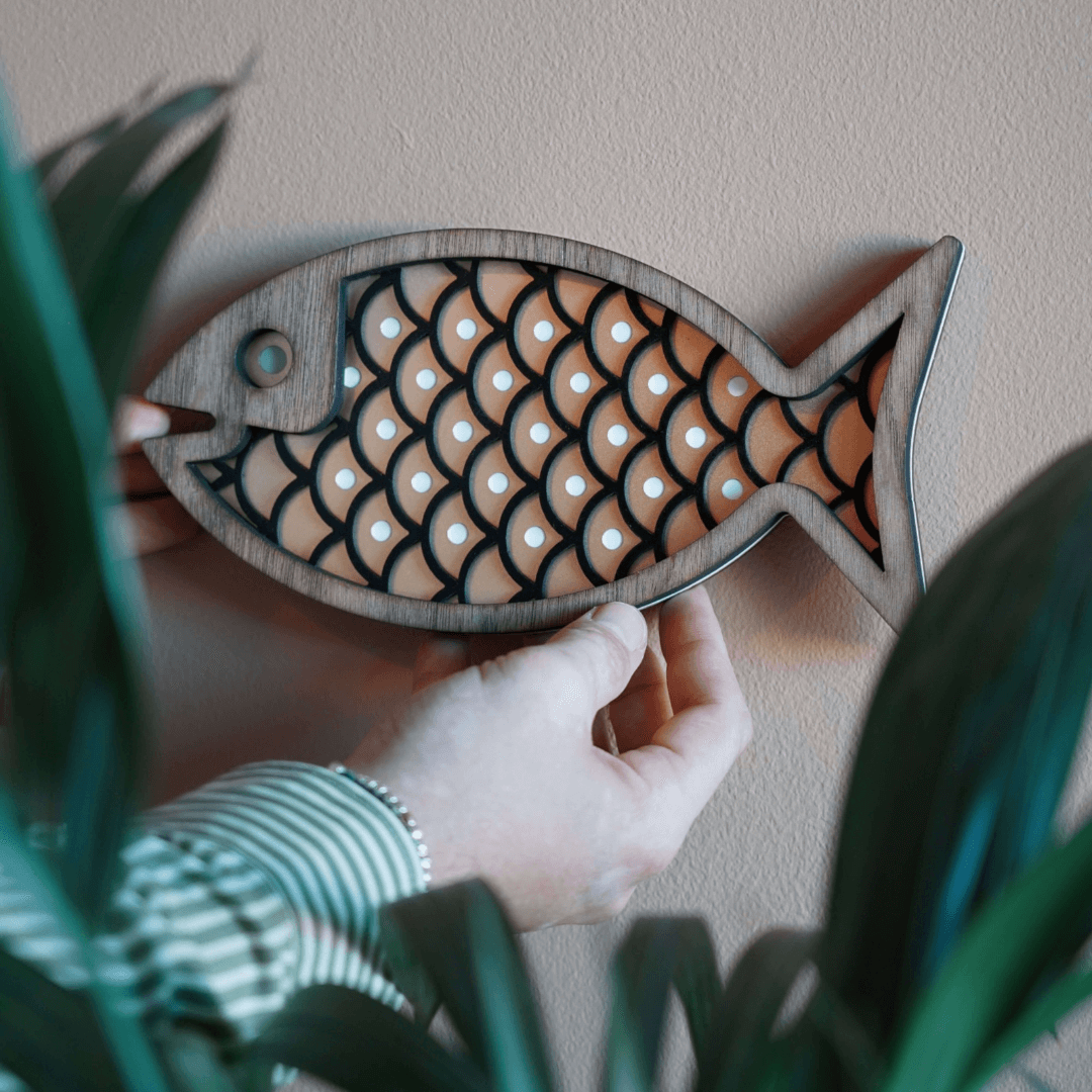 Mini Fish #11 Black/White/Gold - Wall Decor