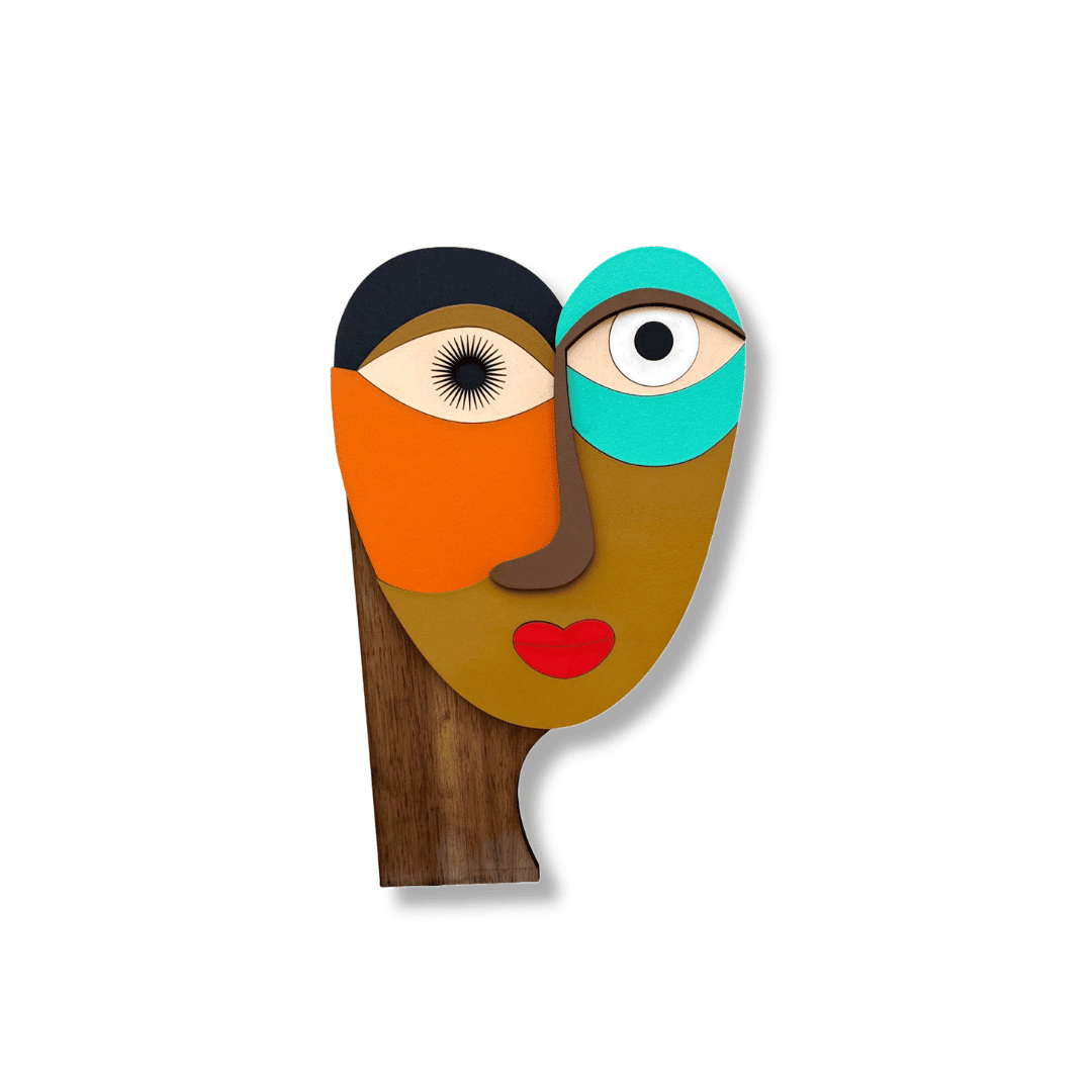 Figurine/Mask Abstract #1 – handmade layered wood décor accessory, Umasqu