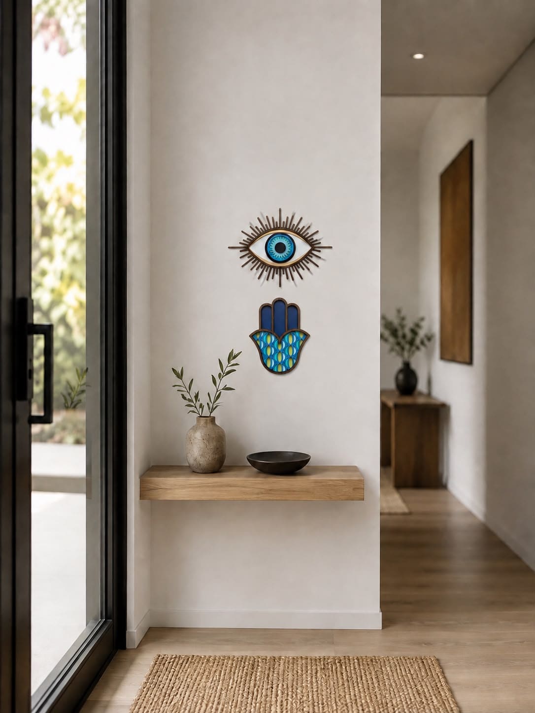 Hamsa #12 – handmade wood wall mask, Umasqu
