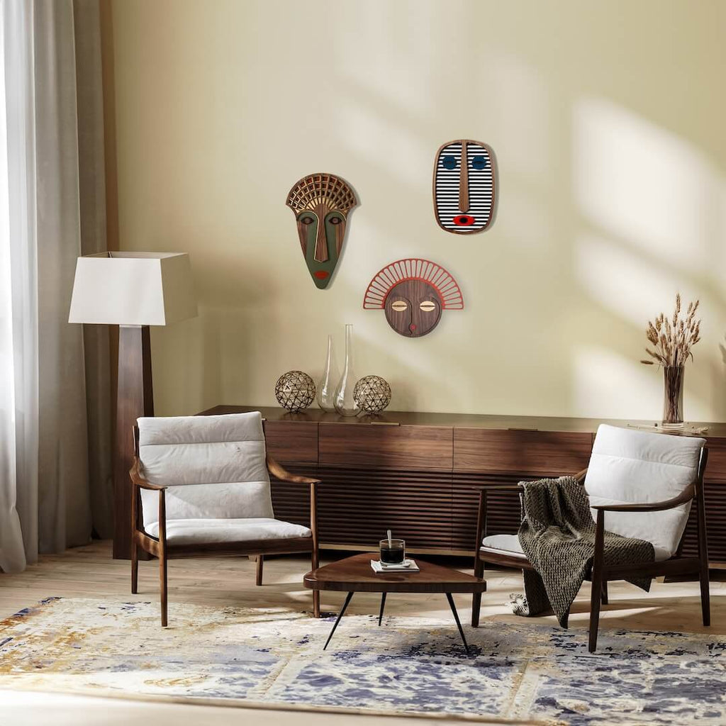 Modern African Mask #23 +#1 + Mademoiselle.U #1 (Set of 3) - African Wall Art