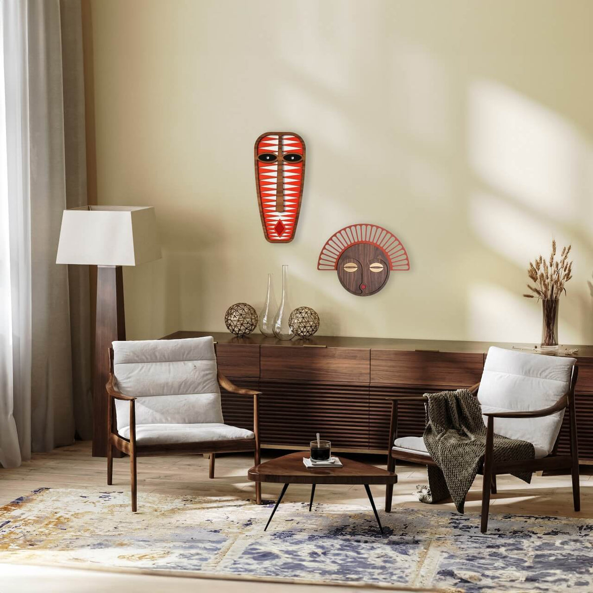 Modern African Masks #37 + #23 (Set of 2) - African Wall Art