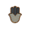 Mini Hamsa #11 Black/White/Gold - Wooden Wall Decor