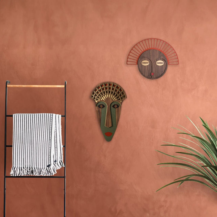 Modern African Mask #23 + Mademoiselle.U #1 (Set of 2) - African Wall Masks