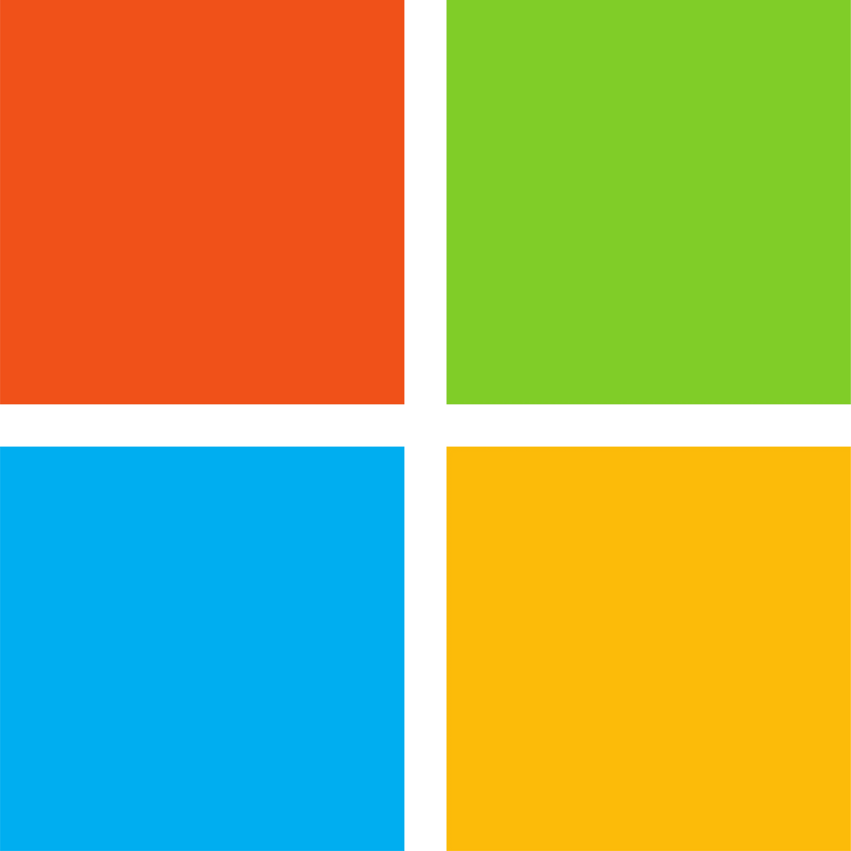 Four square blocks in red, green, blue, and orange on a white background