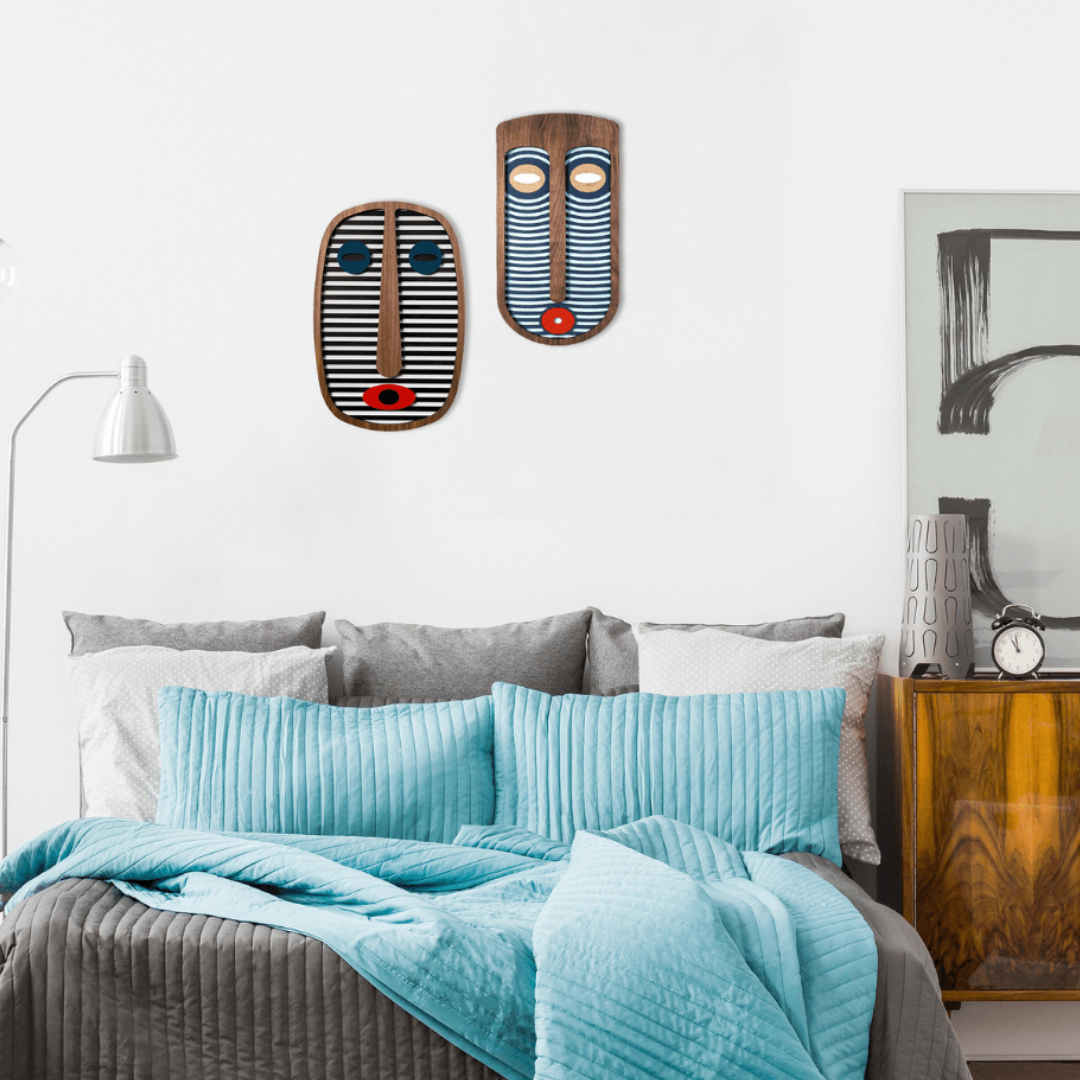 Modern African Masks #1 + #4 (Set of 2) - African Wall Art