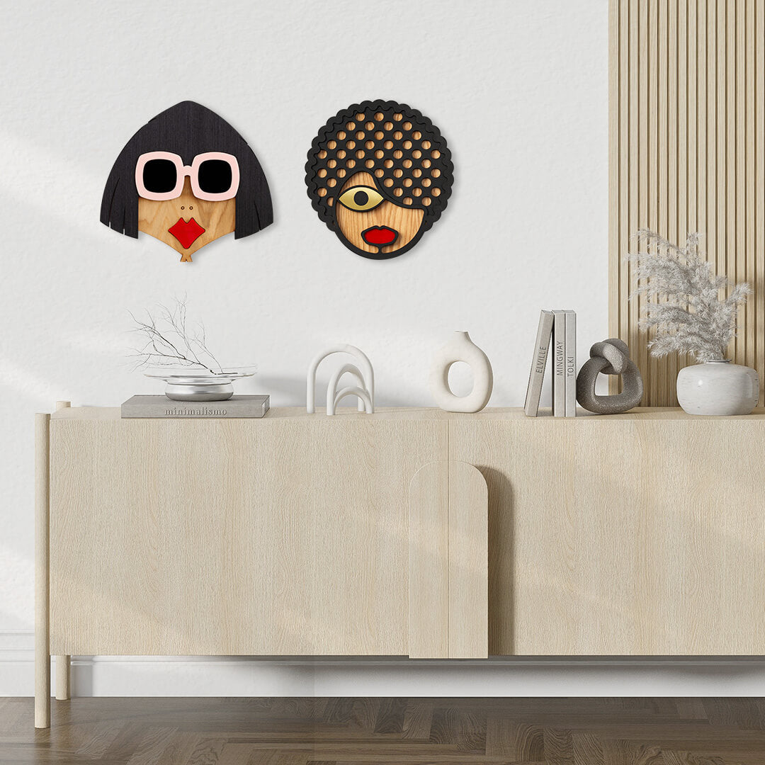 Hipster Masks Rita + Roxy (Set of 2) - Wall Masks
