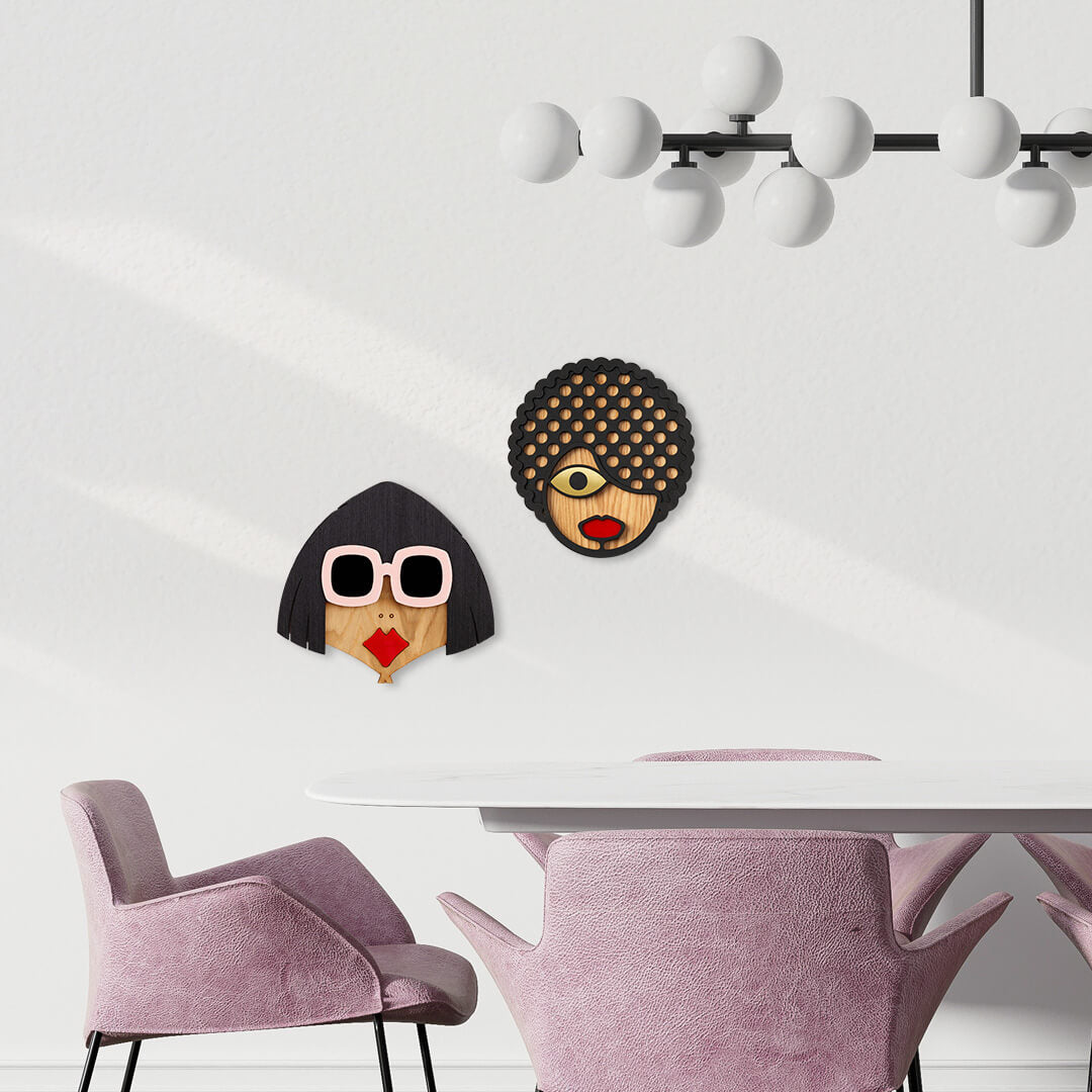 Hipster Masks Rita + Roxy (Set of 2) - Wall Masks
