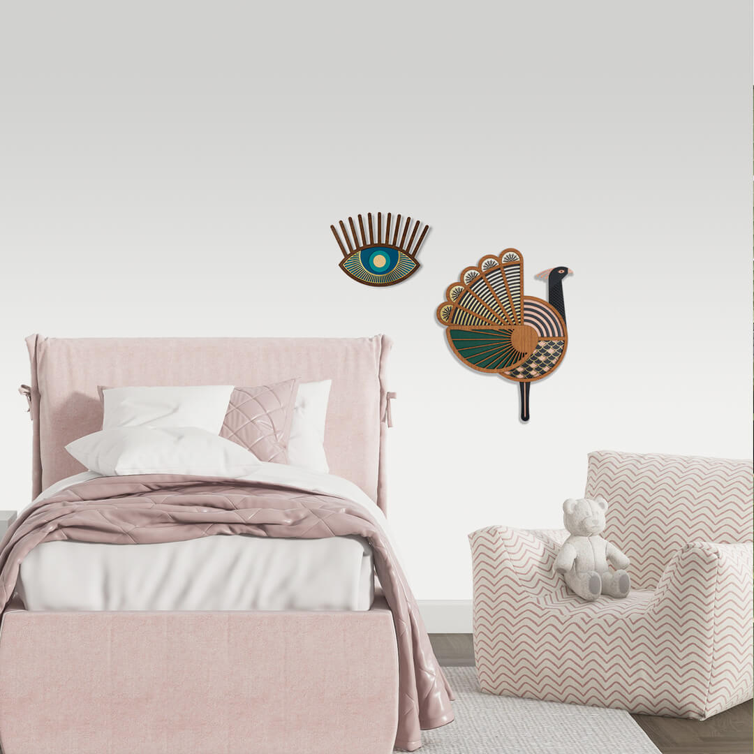The Peacock #3 + Eye #7 (Set of 2) - Wall Decor