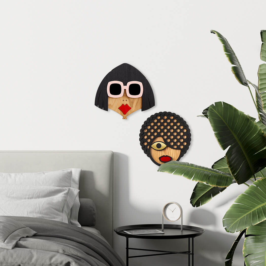 Hipster Masks Rita + Roxy (Set of 2) - Wall Masks